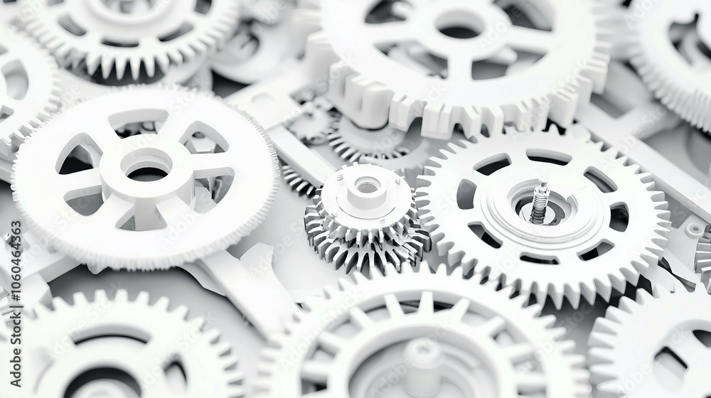 Abstract White Gears Composition for Conceptual Use Abstract White Gears Composition for Conceptual Use