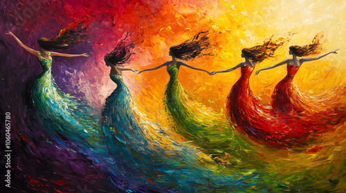 Celebrating Motion: A Colorful Dance Rhapsody Capturing the Essence of Energy and Joy photo