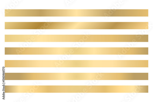 Set of Gold banner bar ribbon isolated on transparent background. Shiny blank decor element template for congratulation text, Luxury design elements. Decoration for holiday, 