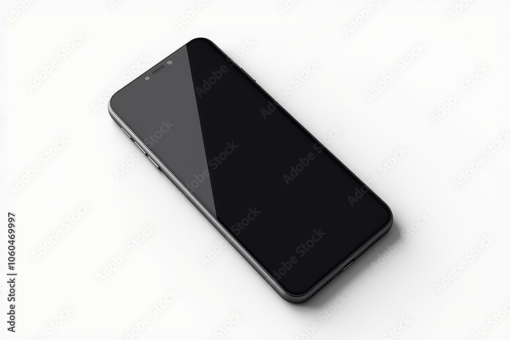 Modern smartphone on minimalist white background perfect for technology presentations or mobile app showcases. Modern smartphone on minimalist white background perfect for technology presentations or mobile app showcases.