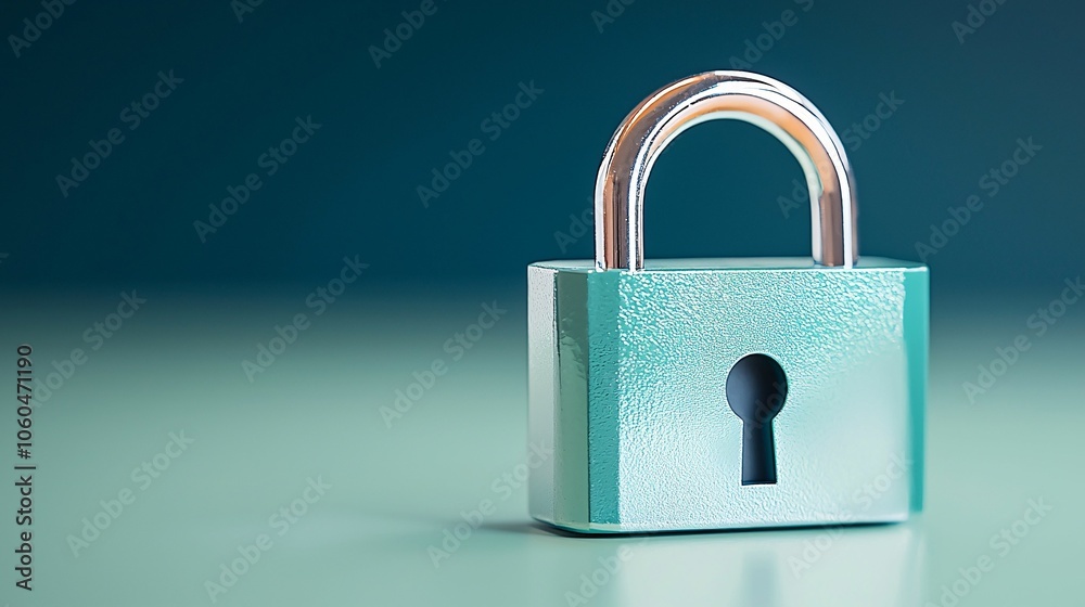 Naklejka premium A shiny padlock sits on a smooth surface, symbolizing security and protection against unauthorized access.