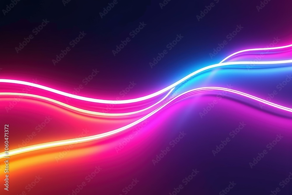 Obraz premium Vibrant neon light trails in abstract design perfect for holiday celebrations.