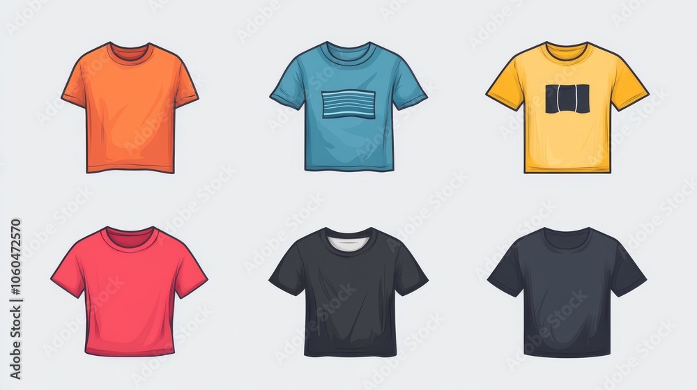 T-shirt vector icons, illustrating different clothing concepts for web or mobile design. T-shirt vector icons, illustrating different clothing concepts for web or mobile design.