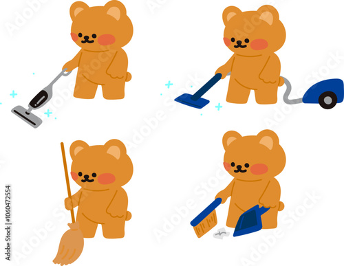 청소를 잘하는 곰돌이 캐릭터