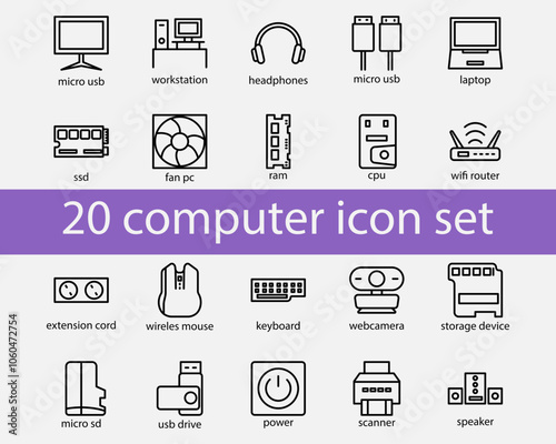 computer icon set element
