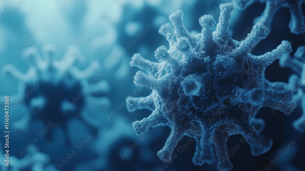 Fototapeta premium coronavirus particles, emphasizing the unique structure and texture of the spikes.