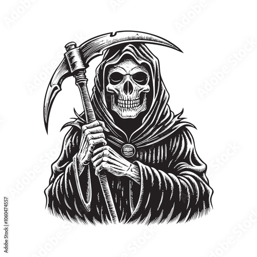 grim reaper drawing vector illustration