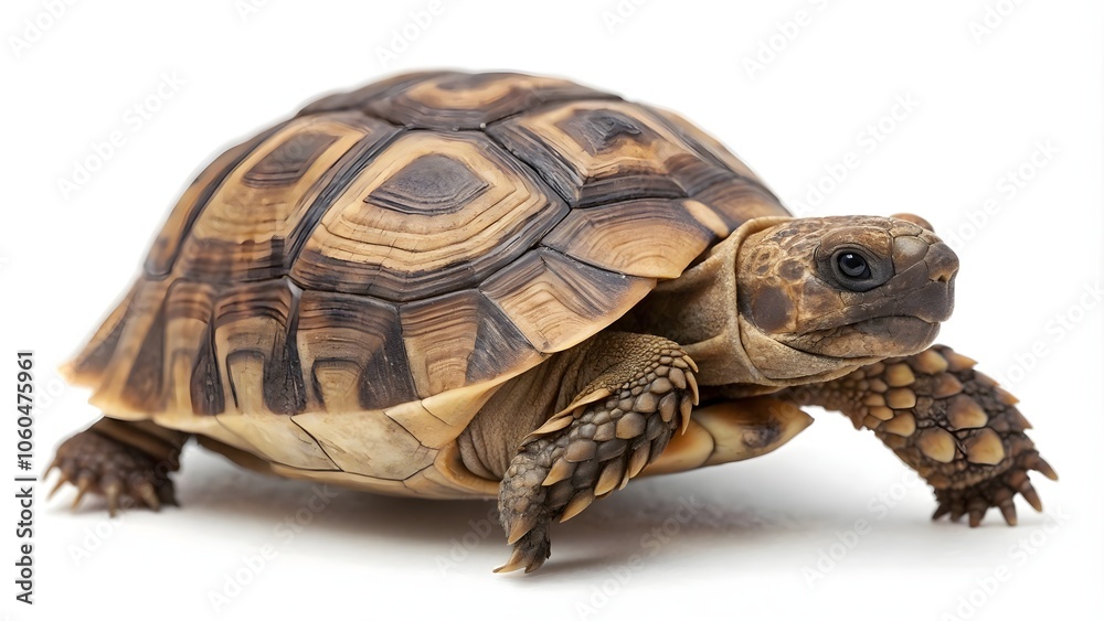 Greek Tortoise Isolated on White Background, Detailed Closeup, Greek Tortoise Isolated on White Background, Detailed Closeup,