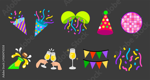 Set of illustrations for parties, celebrations, and festivals