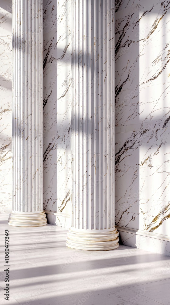 Elegant Marble Columns in Bright Interior Space Elegant Marble Columns in Bright Interior Space