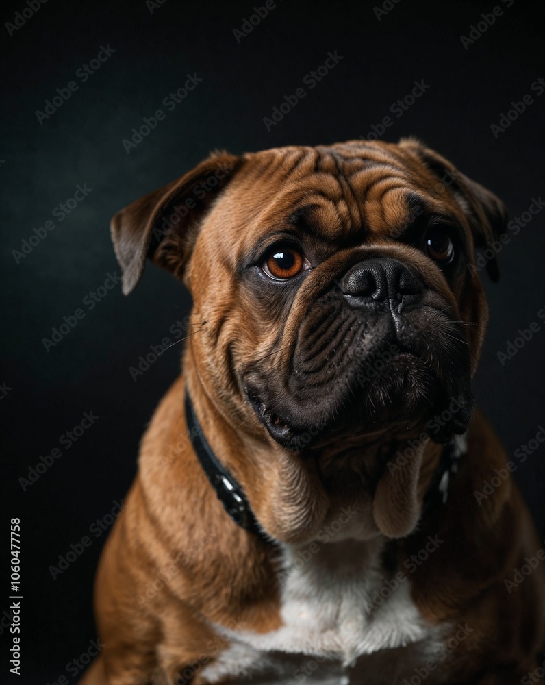 professional photo of brown bulldog front view in a dark background cute dog breed professional photo of brown bulldog front view in a dark background cute dog breed