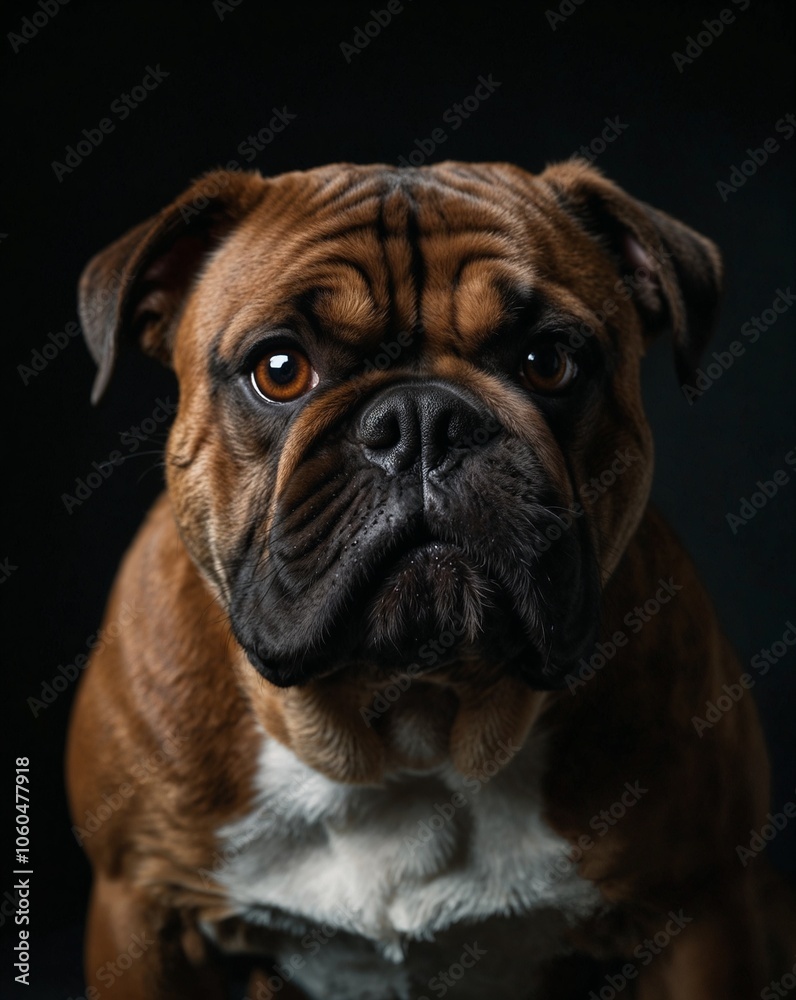 professional photo of brown bulldog front view in a dark background dog breed professional photo of brown bulldog front view in a dark background dog breed
