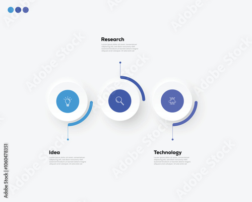 Modern minimalist elegant clean circular steps editable infographic design template vector