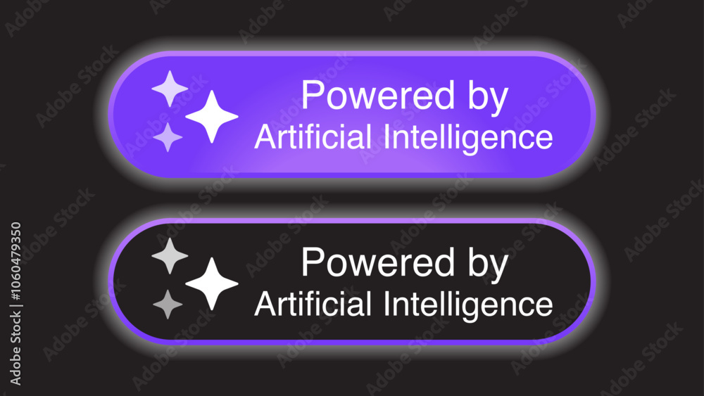 Powered by Artificial Intelligence Label and Icon. AI-Powered Buttons ...