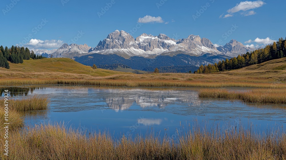 View of the Seiser Alm (Alpe di Siusi in Italian), one of the biggest alpine meadows on the Dolomites, with the Sassolungo and Sassopiatto peaks on the background View of the Seiser Alm (Alpe di Siusi in Italian), one of the biggest alpine meadows on the Dolomites, with the Sassolungo and Sassopiatto peaks on the background