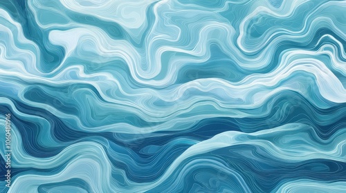 Aqua-Toned Digital Background: Water Current Mapping with Flow Lines and Turbulence Visualization, Ideal for Marine Engineering and Environmental Studies. High-Resolution Design.