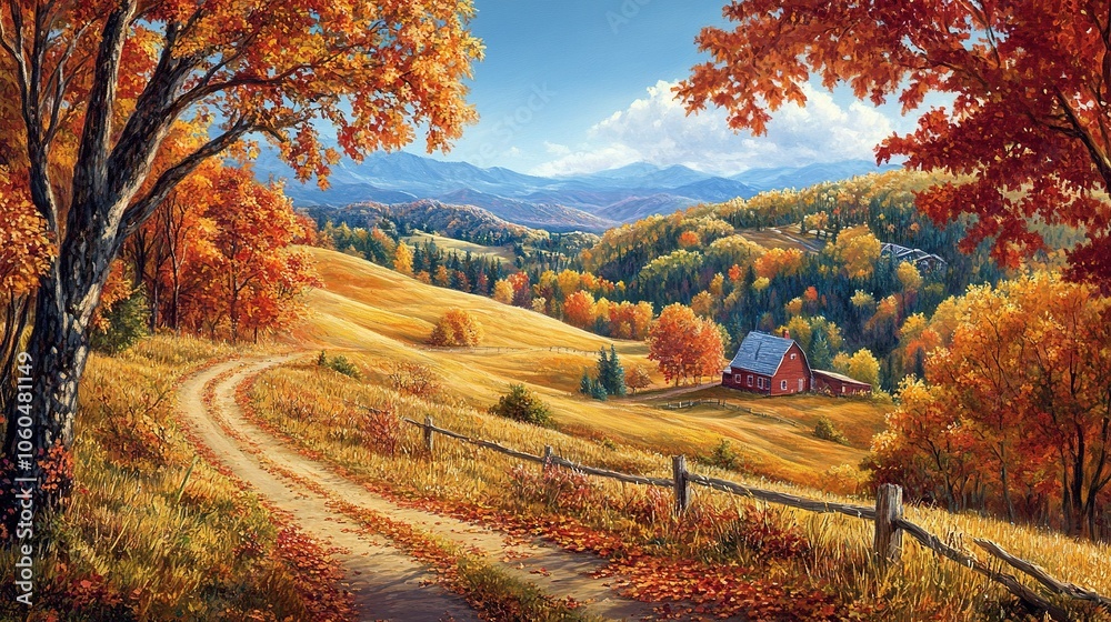 Autumn hills covered red orange trees UHD wallpaper Autumn hills covered red orange trees UHD wallpaper