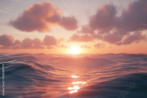 Serene Ocean Sunset with Gentle Waves