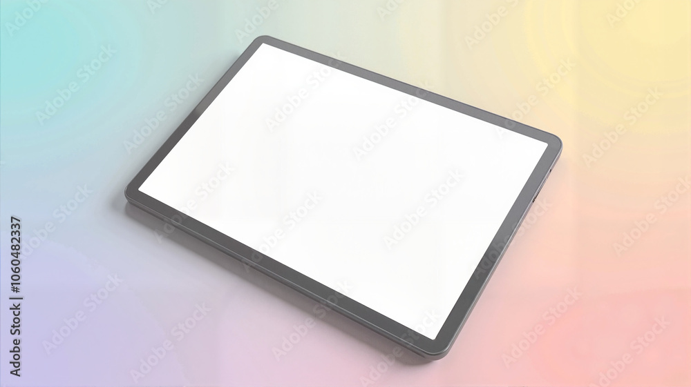 Digital tablet banner mockup with pastel gradient