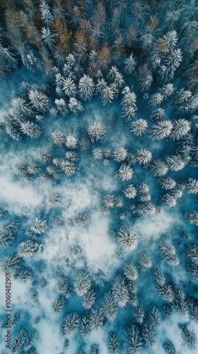 Fresh snowfall covers pine branches in the forest, wallpaper