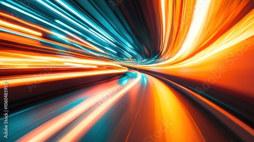 An abstract, motion-blurred image of a car driving at high speed, with dynamic lines and vibrant colors suggesting movement