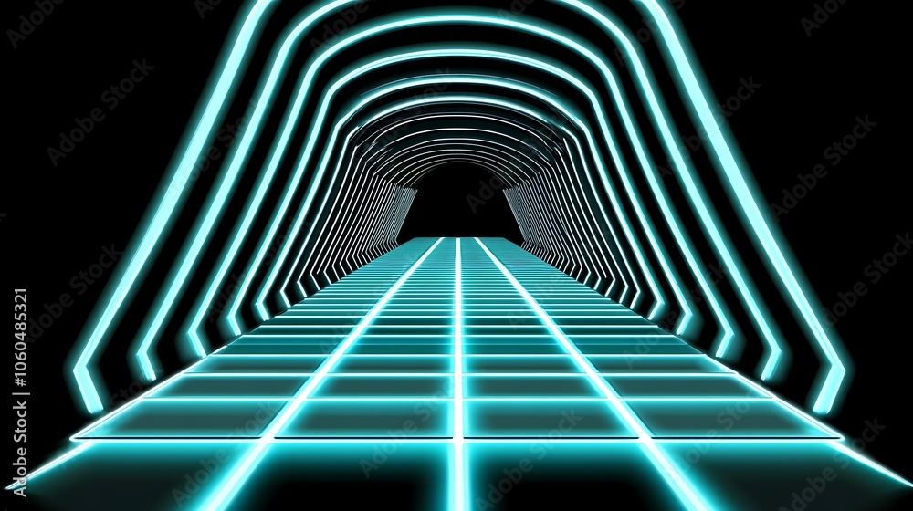 Futuristic Neon Tunnel Light Gradient Background with Room for Typography Futuristic Neon Tunnel Light Gradient Background with Room for Typography