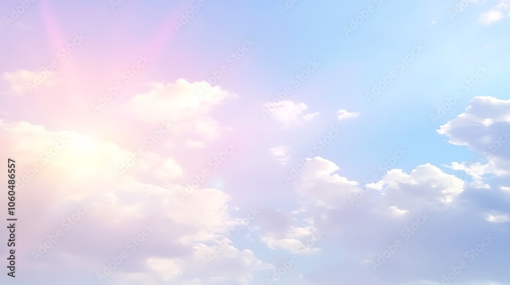 Obraz premium Pastel Sky with Clouds for Background Minimalist White Background with Space for Text