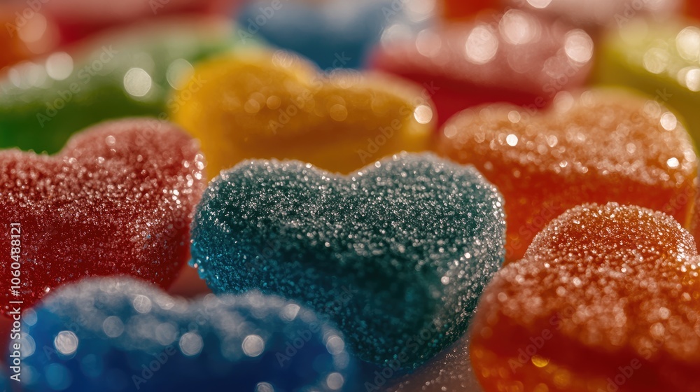 Colorful Heart-Shaped Candy Close-Up Colorful Heart-Shaped Candy Close-Up