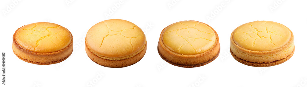 Sable Cookie with a Golden Buttery Surface Isolated on Transparent or White Background