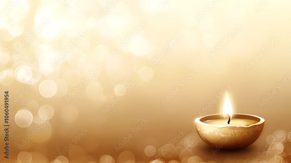 Golden Candle with Bokeh Background Plain Textured Background for Web Design and Copy Golden Candle with Bokeh Background Plain Textured Background for Web Design and Copy