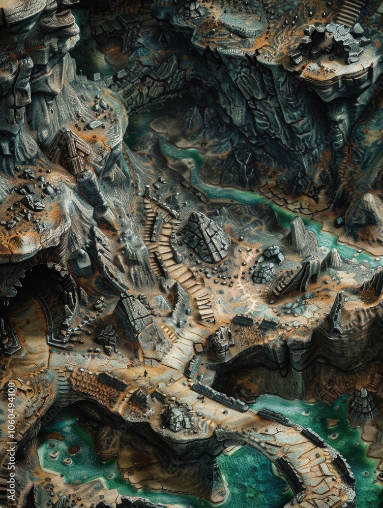 An ancient underground dungeon with a mysterious and fantasy atmosphere. An ancient underground dungeon with a mysterious and fantasy atmosphere.