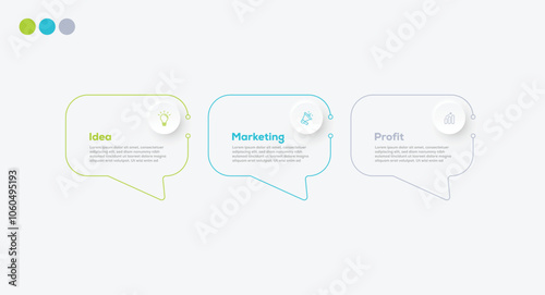 Modern minimalist elegant clean message steps editable infographic design template vector