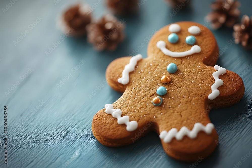 gingerbread man cookie with glossy icing cutout design captures the festive spirit of christmas isolated against a clean background evoking warmth and nostalgia of holiday traditions