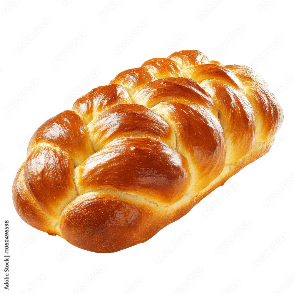 Freshly baked challah loaf with golden crust, cut out transparent Freshly baked challah loaf with golden crust, cut out transparent