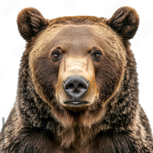 Detailed portrait of a grizzly bear, cut out transparent photo