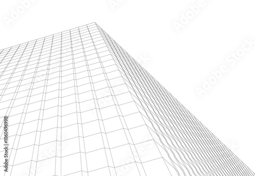 architecture building 3d vector drawing