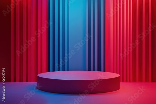 stage with red curtains and spotlight