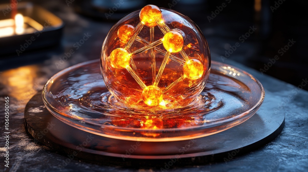 3D atomic model with luminous particles, symbolizing the advanced exploration in atomic science 3D atomic model with luminous particles, symbolizing the advanced exploration in atomic science