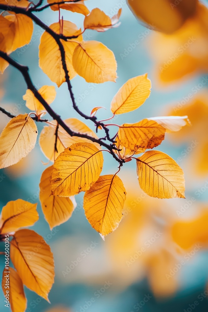 The golden leaves of an autumn tree. Seasonal change captured in a vibrant and colorful image. The golden leaves of an autumn tree. Seasonal change captured in a vibrant and colorful image.