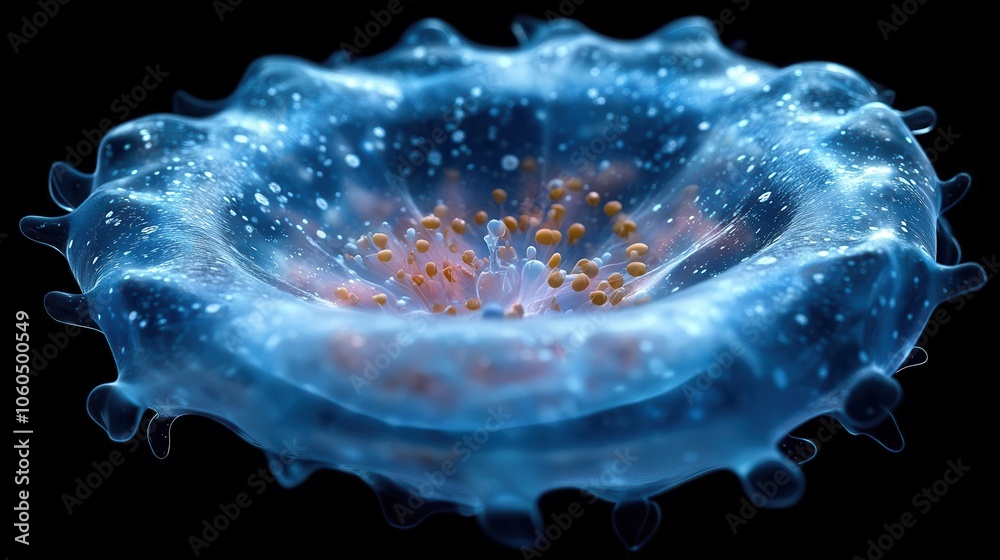 Fototapeta premium 3d rendering of a blue isolated cell exploring biological concepts through modern design the structure highlights cellular components and functions inviting curiosity about life sciences