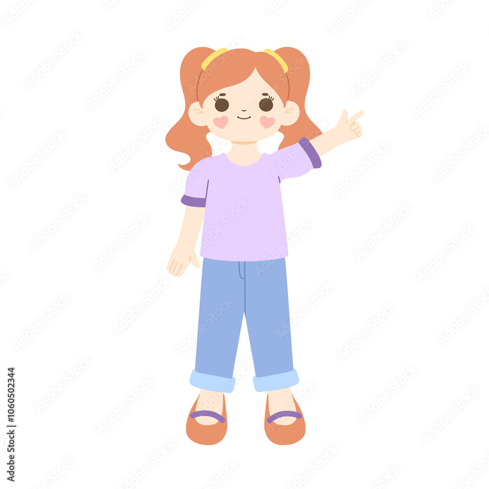 Cute kid pointing finger illustration, cute girl, cute children Cute kid pointing finger illustration, cute girl, cute children