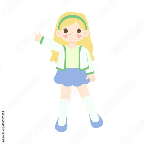 Cute kid pointing finger illustration, cute girl, cute children 