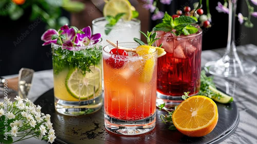 Colorful Summer Cocktails Refreshing Drinks with Fresh Fruits, Herbs, and Vibrant Garnishes for Your Celebration and Party Gatherings Colorful Summer Cocktails Refreshing Drinks with Fresh Fruits, Herbs, and Vibrant Garnishes for Your Celebration and Party Gatherings