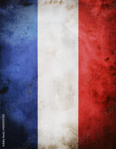 Aged French Tricolore: A Textured Canvas of Patriotism.