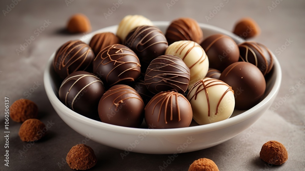 Collection set of chocolate truffles, pralines Collection set of chocolate truffles, pralines