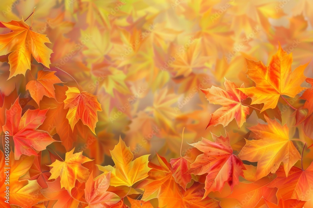 Orange fall leaves in park, autumn natural background. Neural network ai generated art Orange fall leaves in park, autumn natural background. Neural network ai generated art