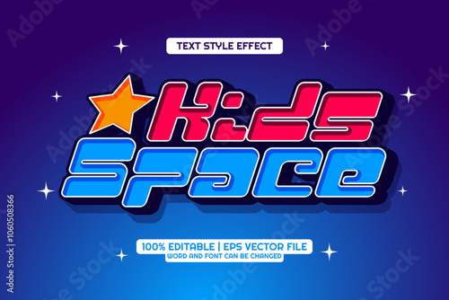 3d Kids Space Cartoon Editable Text Effect
