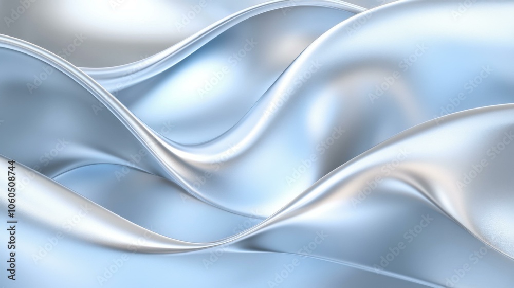 Elegant Flowing Silk Fabric with Soft Blue Hues and Texture