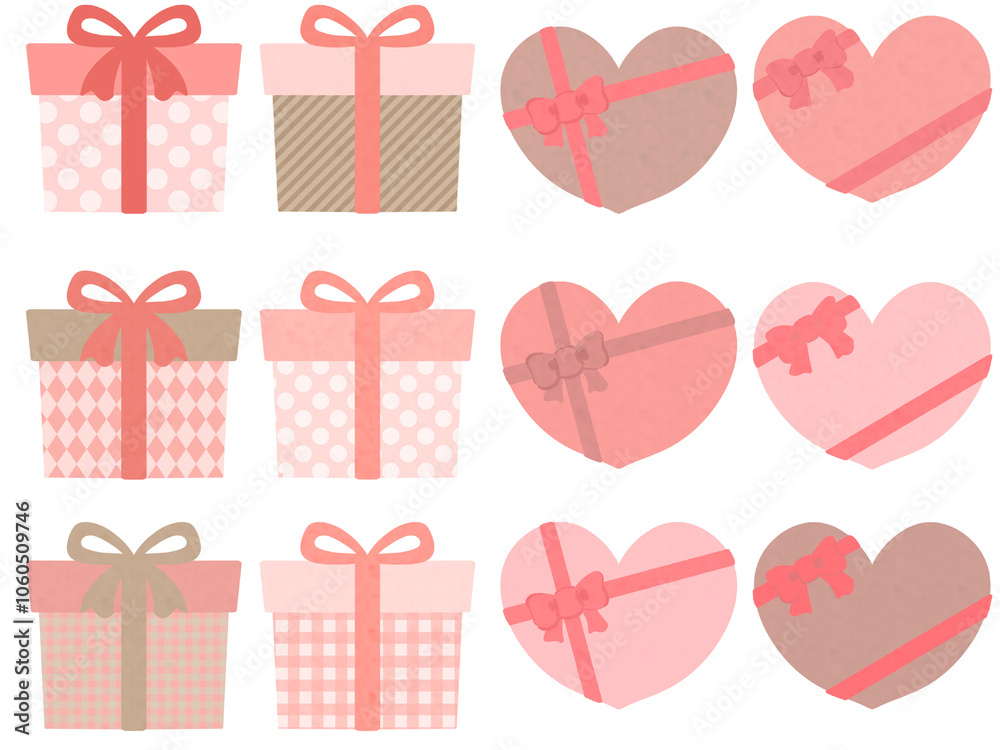 バレンタインデーのプレゼントボックスのイラスト