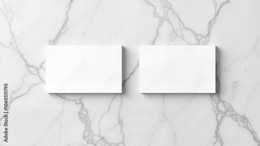 Two blank cards on marble surface Two blank cards on marble surface